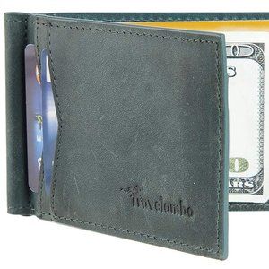 Travelambo Vegan Leather Gray Slim  Wallet Clip